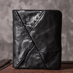 Handmade Mens Cool billfold Leather Wallet Men Small Slim Wallets Bifold for Men