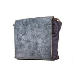Canvas Leather Mens Small Navy Side Bag Canvas Square Messenger Bags Canvas Travel Courier Bags for Men - iwalletsmen