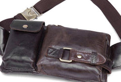 GENUINE LEATHER MENS SMALL WAIST BAG HIP PACK BELT BAGs FANNY PACK BUMBAG FOR MEN - iwalletsmen