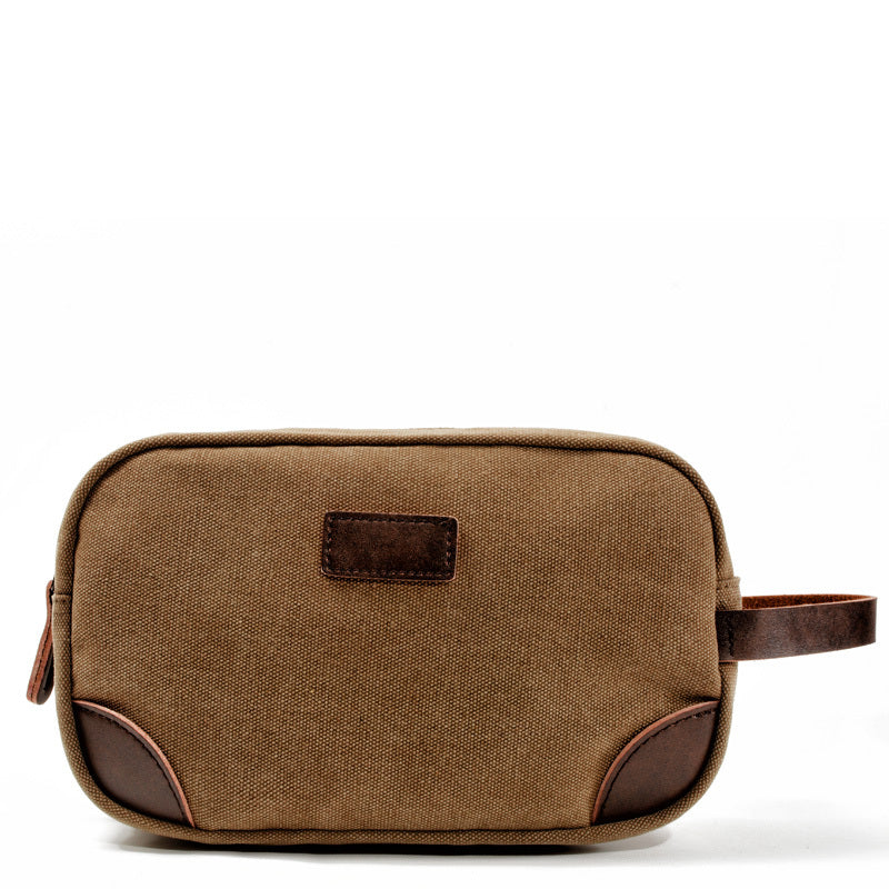 Waxed Canvas Leather Mens Women's Cosmetic Bag Clutch Bag Handbag Storage Bag Wash Bag For Men - iwalletsmen