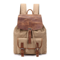 Waxed Canvas Leather Mens Backpack Canvas Travel Backpacks Canvas School Backpack for Men - iwalletsmen