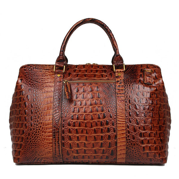 Cool Crocodile Pattern Leather Men's Travel Bag Overnight Bag Weekender Bag For Men - iwalletsmen