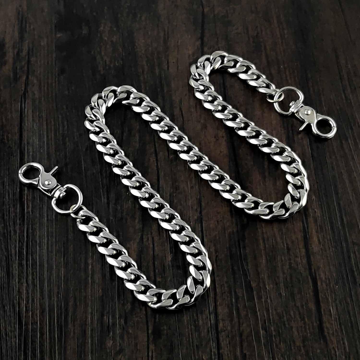 16'' SOLID STAINLESS STEEL BIKER SILVER WALLET CHAIN LONG PANTS CHAIN Jeans Chain Jean Chain FOR MEN - iwalletsmen