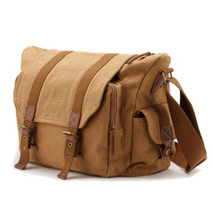 Green Waterproof CANVAS Mens 14'' Side Bag Khaki Messenger Bag FOR MEN - iwalletsmen