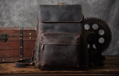 Genuine Leather Mens Cool Backpack Sling Bag Large Travel Bag Hiking Bag for men