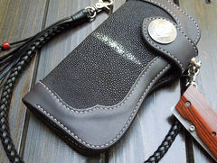 Handmade Leather Biker Wallet Mens Cool Chain Wallet Trucker Wallet with Chain