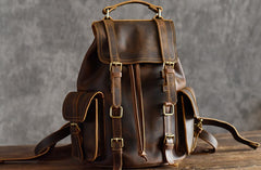 Handmade Leather Mens Cool Backpack Sling Bag Large Travel Bag Hiking Bag for men
