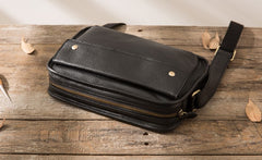 Cool Leather Black Mens Messenger Bag Vintage Shoulder Bag  for Men - iwalletsmen
