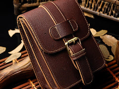 Small Leather Belt Pouch Mens Holsters Belt Cases Cell Phone Waist Pouch for Men - iwalletsmen
