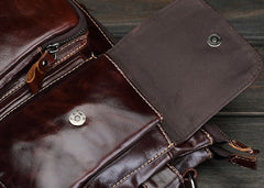 Cool Small Coffee Leather Mens Messenger Bag Shoulder Bag for Men - iwalletsmen