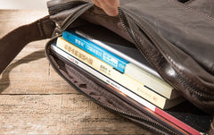 Cool Black Leather Mens Messenger Bag Vintage Shoulder Bag for Men - iwalletsmen