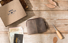 Leather Mens Coin Holders Slim Front Pocket Wallet Change Wallet for Men - iwalletsmen