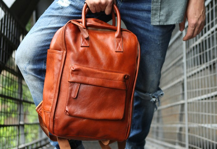 Cool Leather Mens Backpacks Travel Backpack Laptop Backpacks for men ...