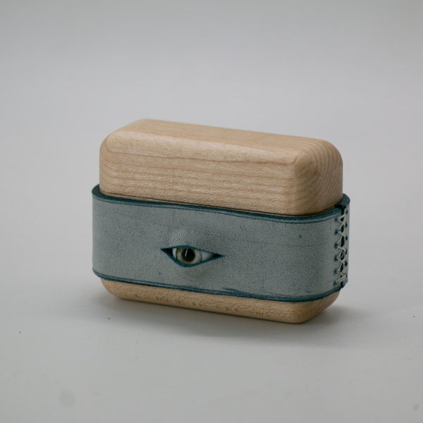 Handmade Blue Leather Wood AirPods Pro Case with Eye Custom Leather AirPods Pro Case Airpod Case Cover - iwalletsmen