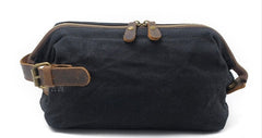Cool Canvas Leather Mens Zipper Wristlet Bag Vintage Clutch Zipper Bag for Men - iwalletsmen
