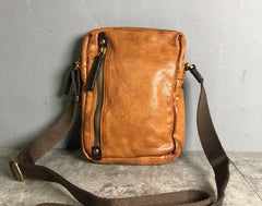 Genuine Leather Mens Cool Chest Bag Sling Bag Crossbody Bag Travel Bag Hiking Bag for men
