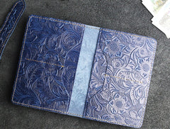 Handmade Leather Floral Mens Cool billfold Wallet Passport Card Holder Small Card Slim Wallets for Men