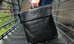 Cool Black Mens Leather Backpack Travel Backpacks Laptop Backpack for men - iwalletsmen