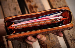 Handmade Leather Mens Tibetan Chain Biker Wallet Cool Leather Wallet Long Clutch Wallets for Men