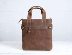 Cool Coffee Leather Mens Briefcases Work Bag Laptop Bag Business Bag for Men - iwalletsmen