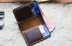 Vintage Leather Brown Mens Slim Small Wallet Leather Bifold Wallets for Men - iwalletsmen