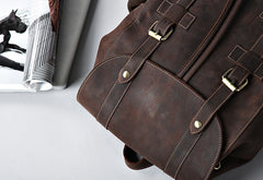 Handmade Leather Mens Cool Backpack Sling Bag Large Travel Bag Hiking Bag for Men