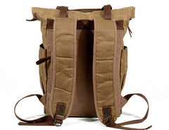 Waxed Canvas Leather Mens Backpack Canvas Travel Backpack Canvas School Backpack for Men - iwalletsmen