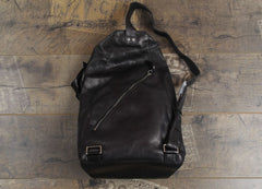 Genuine Leather Mens Cool Chest Bag Sling Bag Crossbody Bag Travel Bag Hiking Bag for men