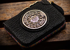Handmade Leather Biker Wallet Mens Cool billfold Chain Wallet Trucker Wallet with Chain