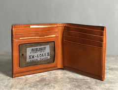 Handmade Leather Mens Cool Slim billfold Leather Wallet Men Small Wallets Bifold for Men