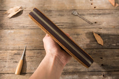 Cool Leather Mens Braided Long Zipper Clutch Wallet Long Wallet for Men - iwalletsmen