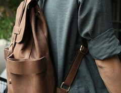 Cool Coffee Mens Leather Backpack Travel Backpacks Laptop Backpacks for men - iwalletsmen