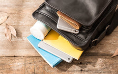 Cool Black Small Leather Mens Shoulder Bags Messengers Bag for Men - iwalletsmen