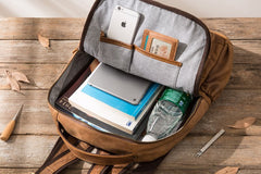 Brown Mens Leather Backpacks Travel Backpacks Laptop Backpack for men - iwalletsmen