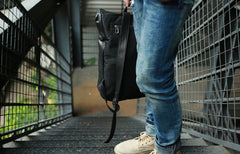 Black Leather Mens Backpacks Travel Backpacks Laptop Backpack for men - iwalletsmen