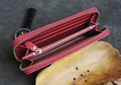 Handmade Leather Mens Cool Zipper Phone Travel Long Wallet Card Holder Card Slim Clutch Wallets for Men