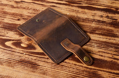 Handmade Leather Mens Cool Wallet Card Slim Wallet Change Coin License Wallet for Men