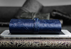 Handmade Leather Floral Mens Cool billfold Wallet Card Holder Small Card Slim Wallets for Men