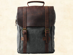 Cool Mens Canvas Leather Travel Backpack Canvas Backpack Canvas School Bag for Men - iwalletsmen