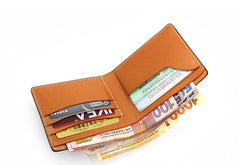 Leather Mens Small Wallet Slim Wallet Front Pocket Wallet Card Wallet for Men - iwalletsmen