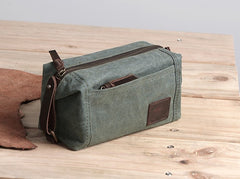 Large Canvas Green Mens Clutch Bag Zipper Wristlet Bag Phone Purse for Men - iwalletsmen