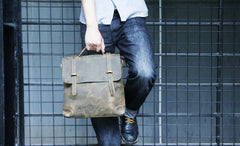 Vintage Mens Leather Briefcase Handbag Shoulder Bag Backpack for men - iwalletsmen