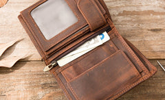 Cool Leather Mens Small Wallets Bifold Vintage Slim billfold Wallet for Men - iwalletsmen