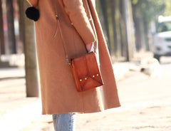 Handmade Vintage Brown Leather Mens Box Bag Shoulder Bag Messenger Bag for Men - iwalletsmen