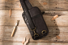 Vintage Leather Mens Sling Bag Sling Shoulder Bag Sling Backpack for men - iwalletsmen