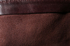 Handmade Genuine Leather Mens Clutch Cool Slim Wallet Zipper Clutch Wristlet Wallet for Men
