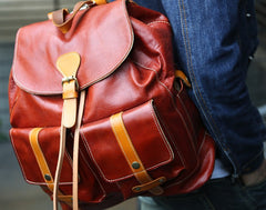 Cool Handmade Leather Mens Backpack Travel Backpacks Laptop Backpack for men - iwalletsmen