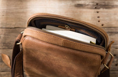 Cool Mens Small Leather Brown Bag Messenger Bags Shoulder Bags  for Men - iwalletsmen