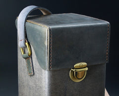 Handmade Gray Leather Mens Small Box Bag Shoulder Bag Messenger Bag for Men - iwalletsmen