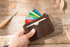 Leather Mens Card Holders Slim Front Pocket Wallet Coin Wallet for Men - iwalletsmen